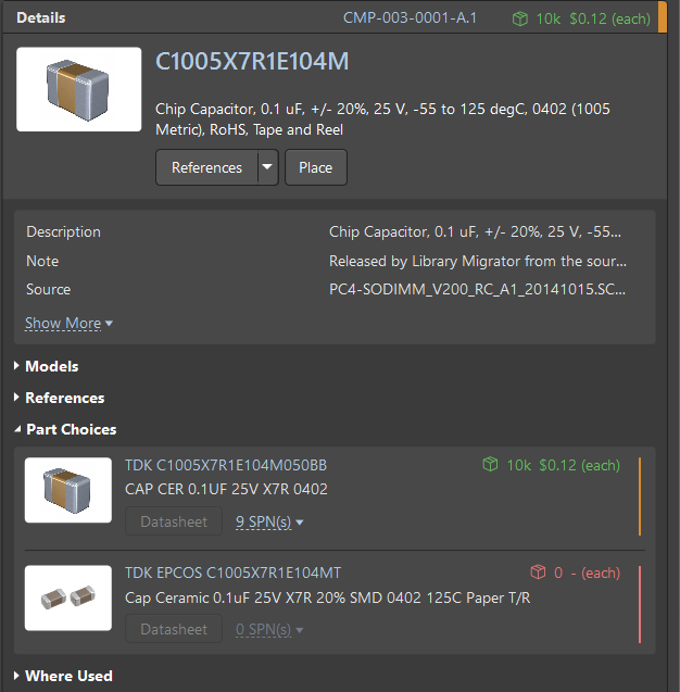 Selecting Part Choices | Component and Library Management